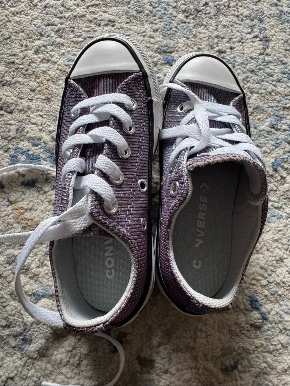 Converse Low-Top Canvas Sneakers in Metallic Purple, NWOT